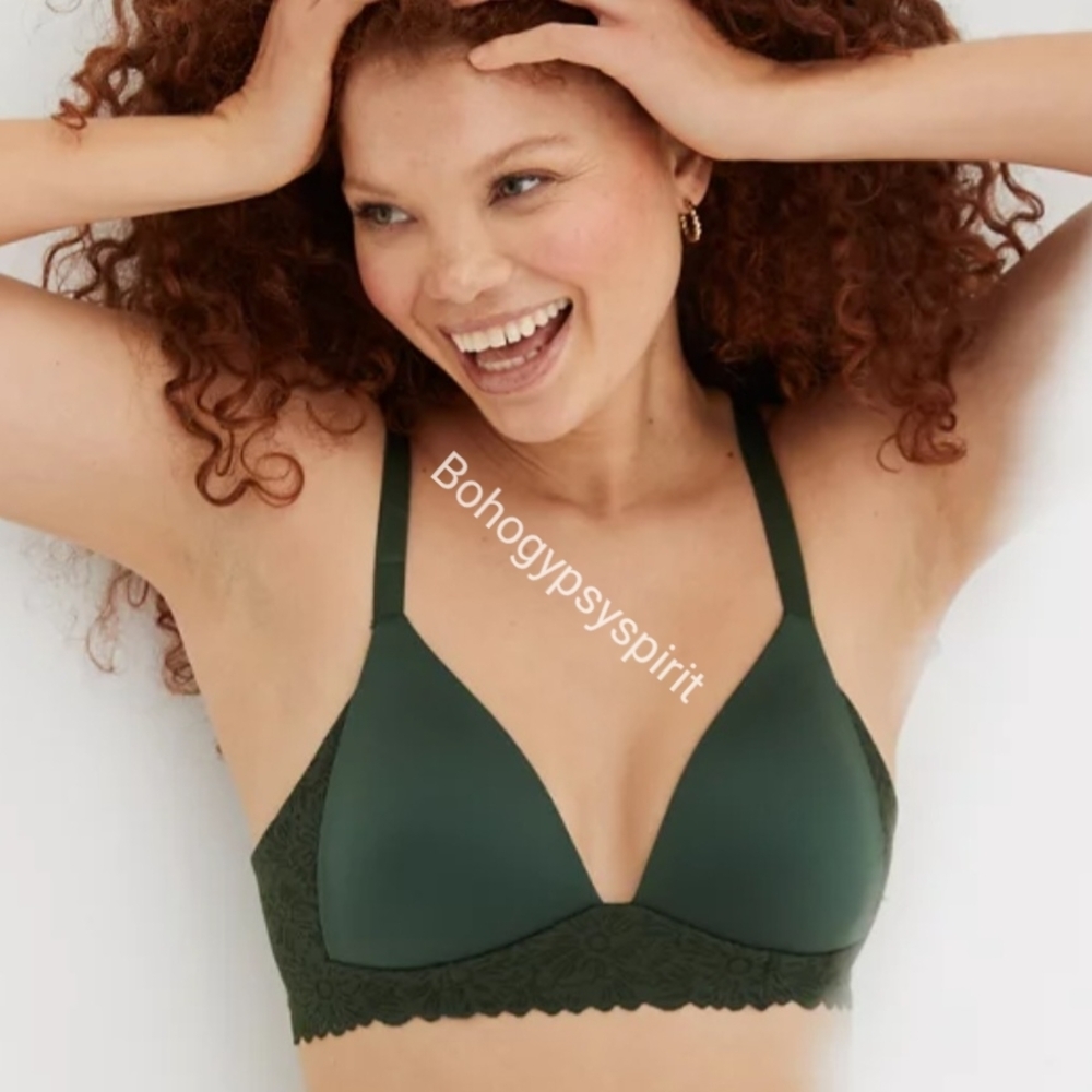 NWT $45 Aerie 32C Aerie Real Sunnie Wireless Lightly Lined Blossom Lace Bra
